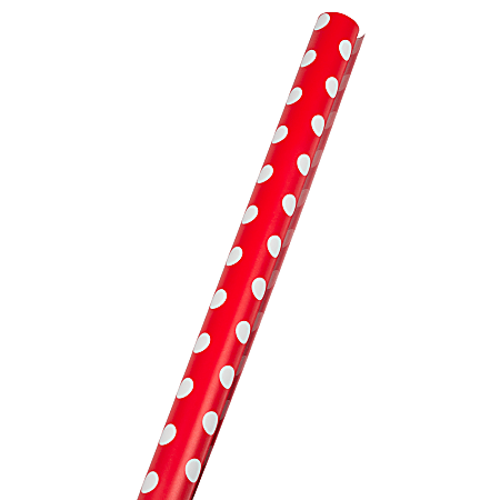 JAM Paper Wrapping Paper Polka Dot 25 Sq Ft Red with White Dots